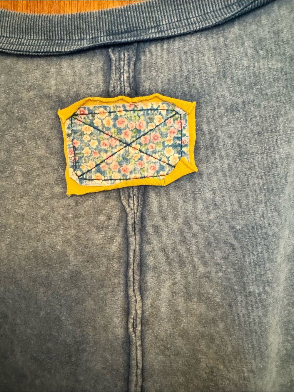 Sage & Fig Blue Short Sleeve Tee with Yellow Floral Appliqué - Picture 6 of 6